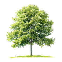 Watercolor Lovely Green Linden Tree Illustration