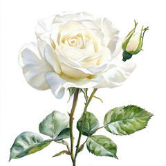 Obraz premium Watercolor Elegant White Rose Garden Illustration
