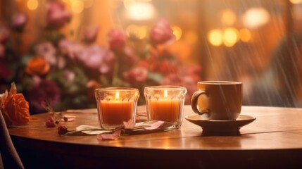 Warm and Cozy Cafe Setting with Candlelight