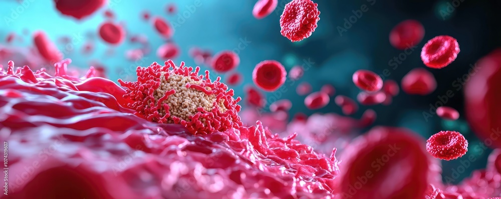 Poster close-up view of blood cells with a white isolate background.