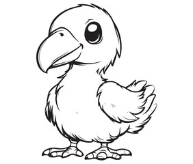 Obraz premium Hand drawn vector illustration of a bird, Cute baby cartoon bird icon