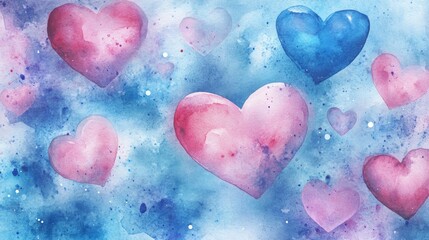 Obraz premium Watercolor Heart Illustration for Valentine s Day Background