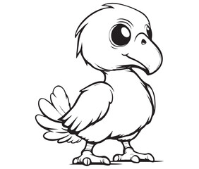 Fototapeta premium Hand drawn vector illustration of a bird, Cute baby cartoon bird icon