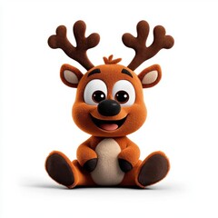 Obraz premium A photostock of a brown reindeer with antlers, isolated on white background, High Quality