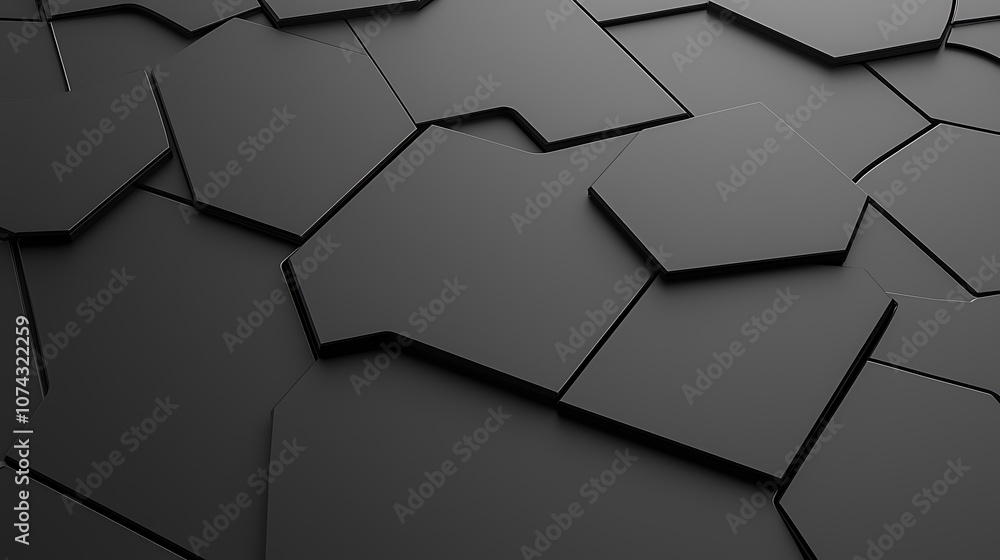 Poster explore the intricacies of a modern black hexagonal pattern for stunning design projects