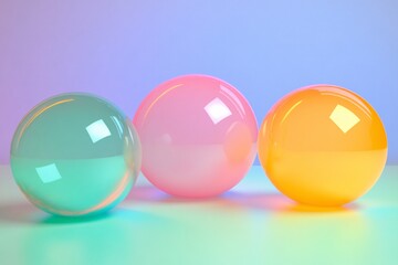 Abstract Colorful Spheres on Gradient Background - Minimalist 3D Illustration