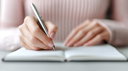 Engage your creativity as you write in your notebook with a stylish pen in hand