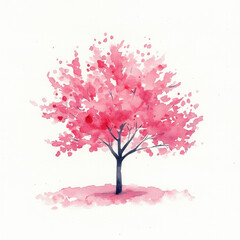 Fototapeta premium Watercolor Delightful Pink Cherry Blossom Illustration