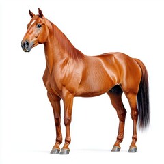 Fototapeta premium A photostock of a majestic brown horse, isolated on white background, High Quality
