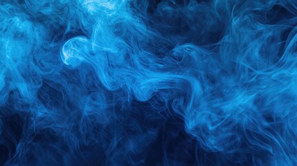 Swirling Ethereal Blue Smoke Against a Dark Background Creating an Abstract Misty Vapor Effect