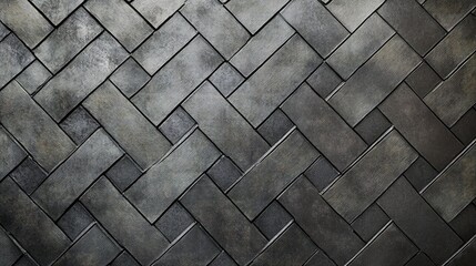 Embossed herringbone pattern on deep gray with faint metallic highlights, giving a sophisticated, woven texture look under subtle lighting,