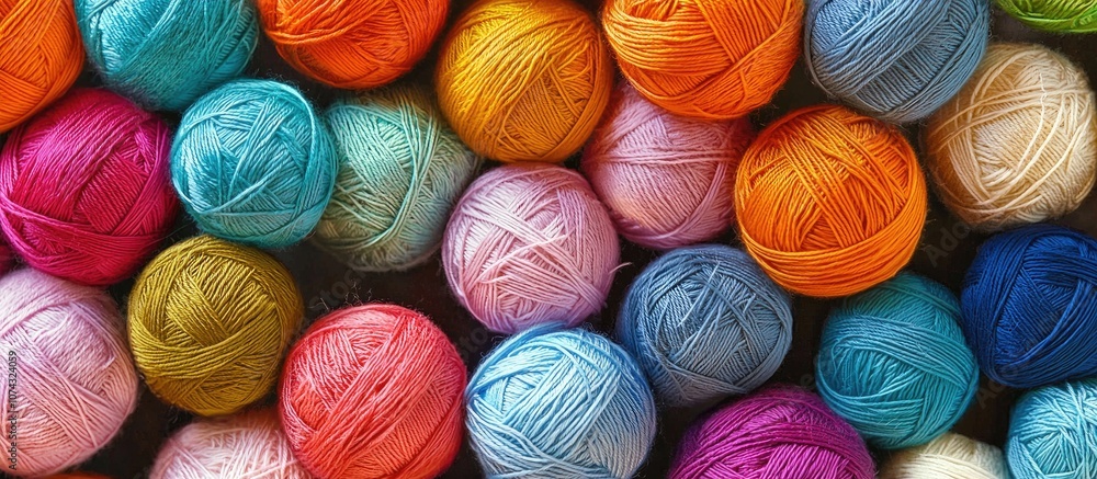 Poster background of multicolored balls of thread