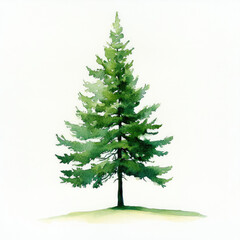 Obraz premium Watercolor Vibrant Green Fir Tree Illustration