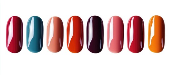 Fototapeta premium Nail Polish Swatches In Different Fashion Color Lacquer In Tips Color