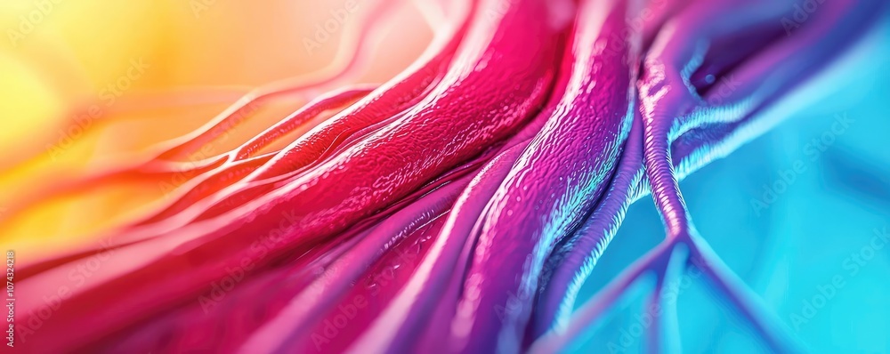 Poster Colorful representation of abstract biological structures on a vibrant background.