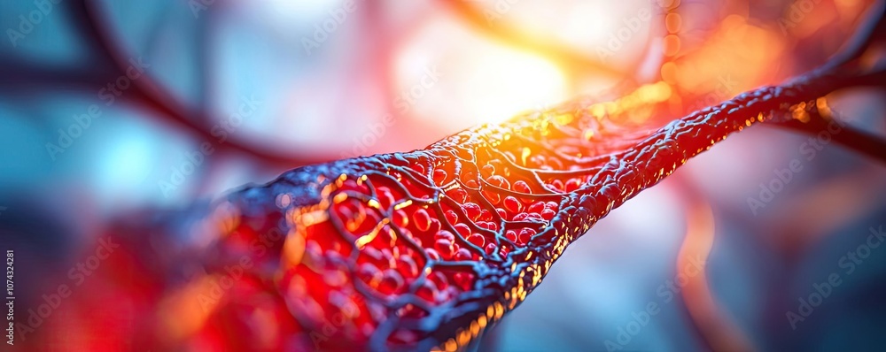 Aufkleber abstract representation of nerve cells with vibrant colors and intricate details.