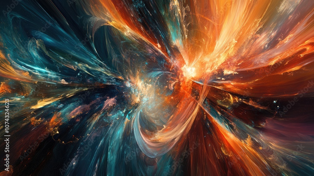 Poster abstract background of distorted space and time featuring a dimensional rift