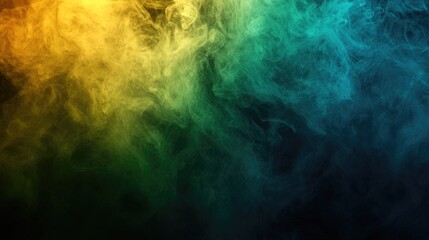 Green and yellow haze or mist on a dark background creating a neon smoke effect for your images