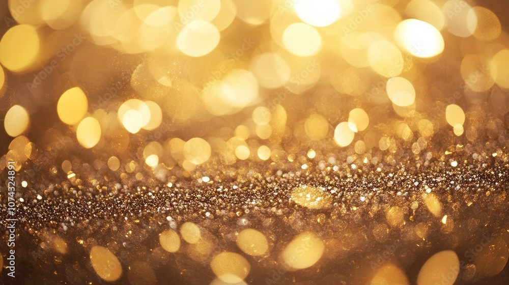 Poster golden bokeh backdrop elegantly adorned with glitter exudes sophistication perfect for upscale event