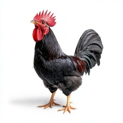 Fototapeta premium A photostock of a rooster crowing, isolated on white background, High Quality