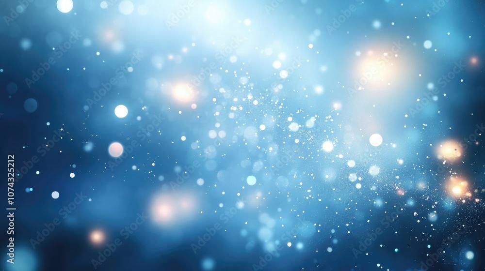 Poster soft blue abstract background with delicate light spots and reflections creating a dreamy and ethere