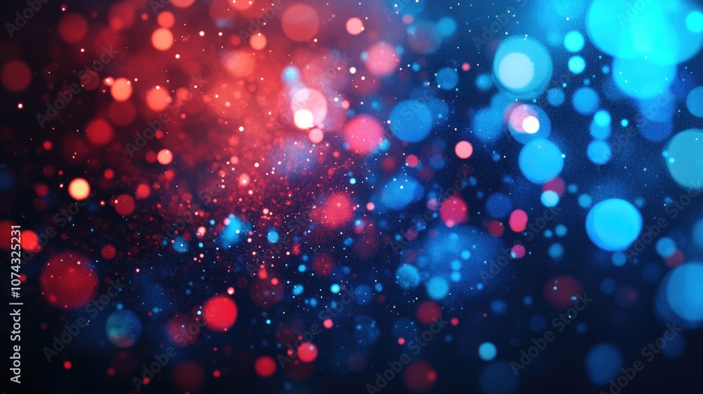 Poster abstract digital background featuring blue and red bokeh lights ideal for technology themes and data