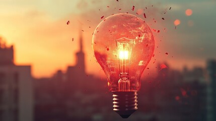 Eye catching construction symbol merged with an innovative light bulb concept symbolizing the essence of energy and business ideas