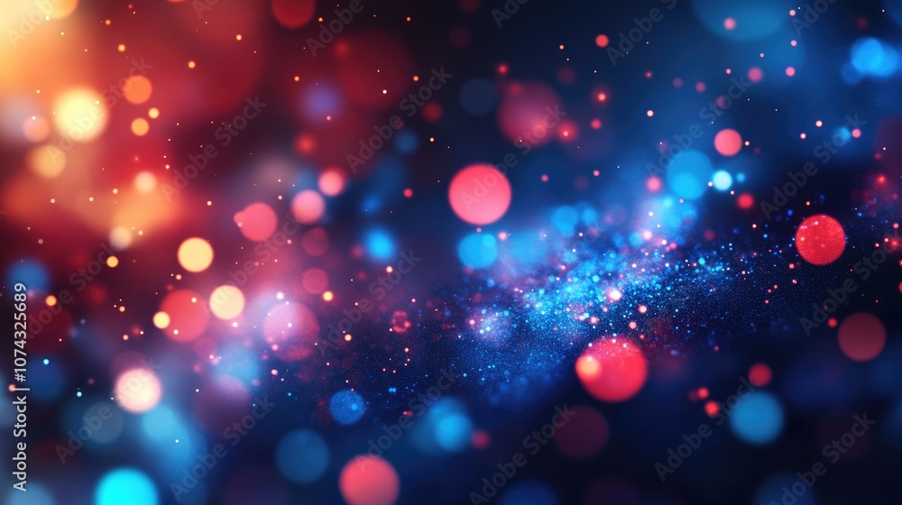Poster abstract digital background featuring blue and red bokeh lights ideal for technology themes and data
