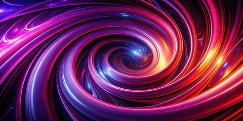 Fototapeta premium Futuristic Neon Swirl - Ruby Amethyst Spiral Wallpaper for High-Energy Designs