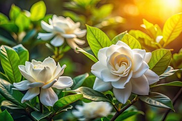 Obraz premium Gardenia Blooms: A Cinematic Showcase of Natural Beauty and Fragrance