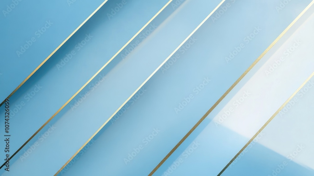 Poster light blue backdrop featuring a subtle silver gradient complemented by golden lines in a minimalist 