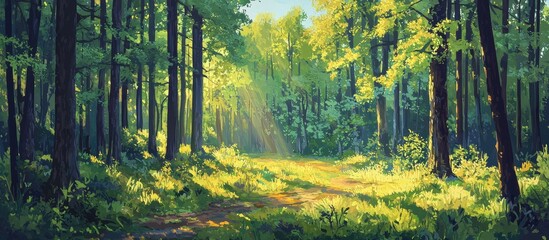 Obraz premium Summer Forest Landscape On A Sunny Day