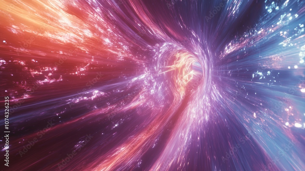 Poster abstract background of distorted space and time featuring a dimensional rift