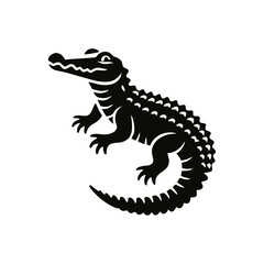 Fototapeta premium crocodile alligator icon silhouette black white