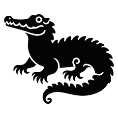 Obraz premium crocodile alligator icon silhouette black white