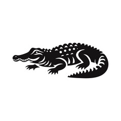 Naklejka premium crocodile alligator icon silhouette black white