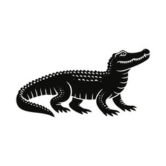 Obraz premium crocodile alligator icon silhouette black white