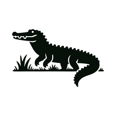 Fototapeta premium crocodile alligator icon silhouette black white