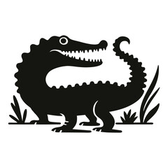 Fototapeta premium crocodile alligator icon silhouette black white