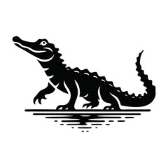 crocodile alligator icon silhouette black white