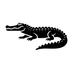 Obraz premium crocodile alligator icon silhouette black white