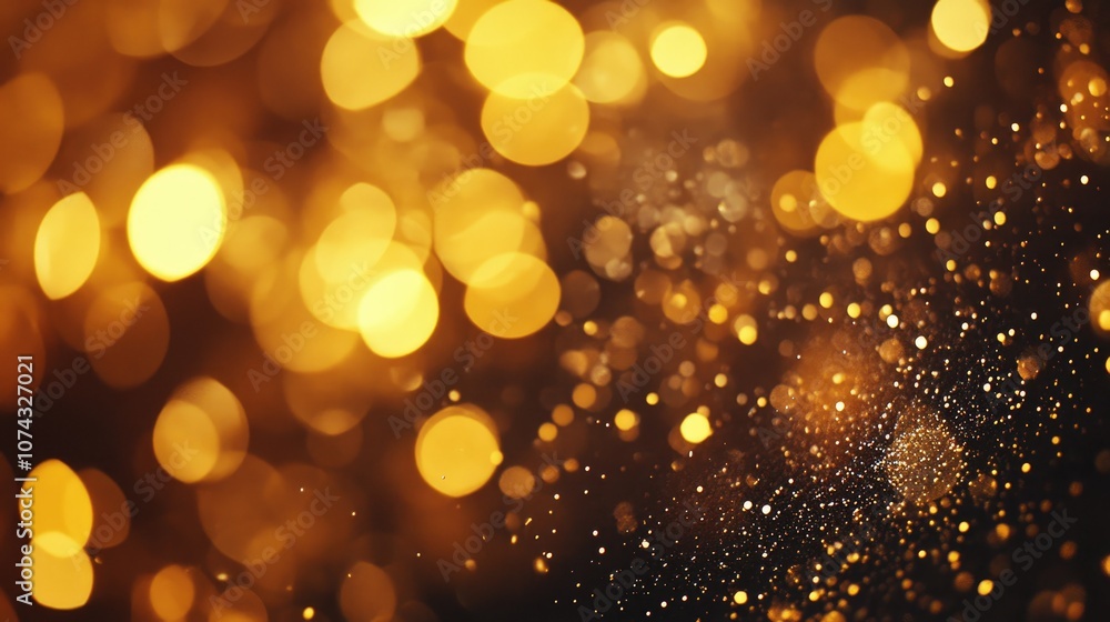 Poster golden bokeh backdrop elegantly adorned with glitter exudes sophistication perfect for upscale event