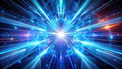 Obraz premium Glowing Laser Beams in a Blue Cosmic Ambiance - Futuristic Surreal Photography