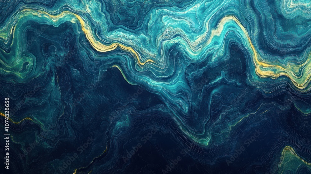 Poster abstract blue and green background with intricate geometric patterns like a map