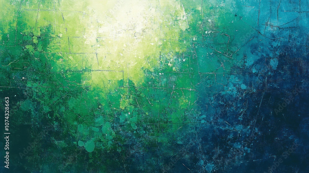 Poster abstract blue and green background with intricate geometric patterns like a map
