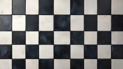 Fototapeta premium Black and white background with checkerboard pattern, creating a bold, geometric look