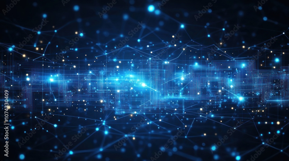 Aufkleber digital background with circuit board patterns in metallic blue and silver, highlighting intricate c