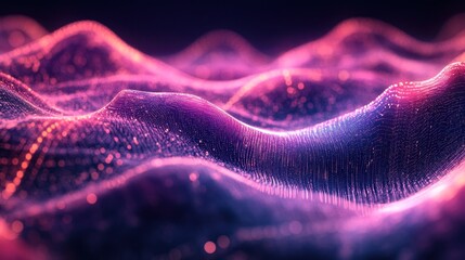 Digital background with overlapping holographic circles and abstract lines on a dark purple gradient, conveying a sense of digital depth