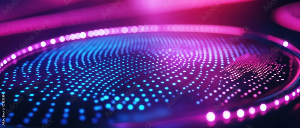 Poster a vibrant display of colorful dots creating a dynamic visual pattern.