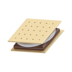 Smore, 3D icon, dessert, camp, sweet, marshmallow, cookie, chocolate, food illustration, pastry, digital resource, food content, snack, gastronomy, campfire, outdoor lifestyle